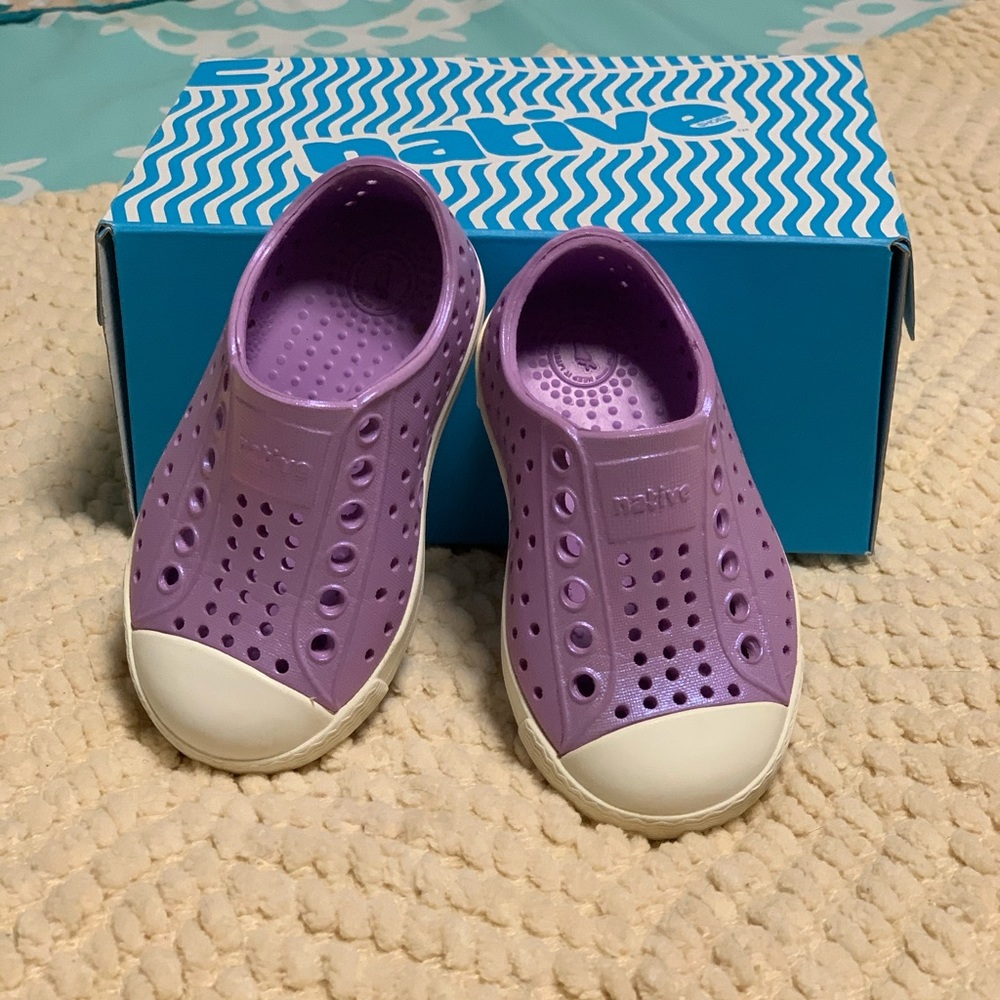 Purple Iridescent Native Shoes.